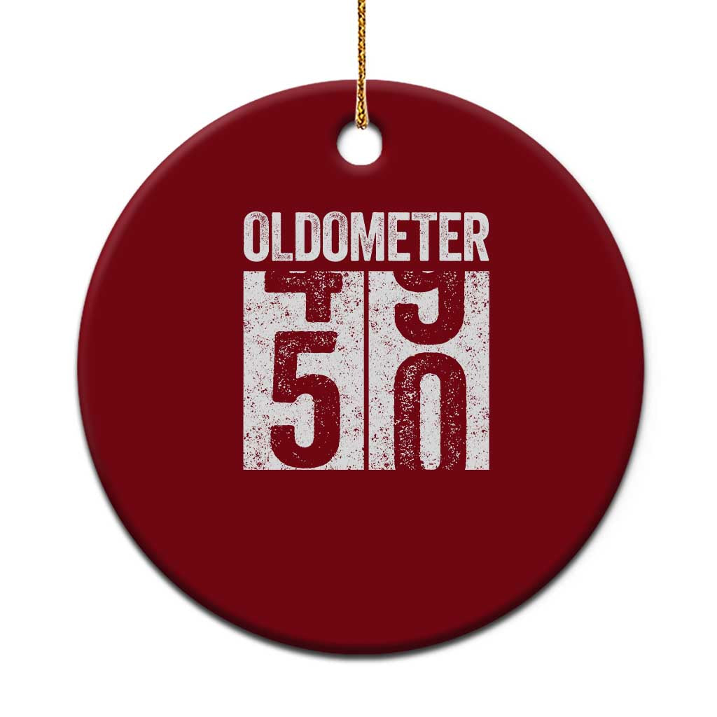 Oldometer 50 Birthday Ceramic Ornament Funny Vintage Aged to Perfection TS02 1pc Red Print Your Wear