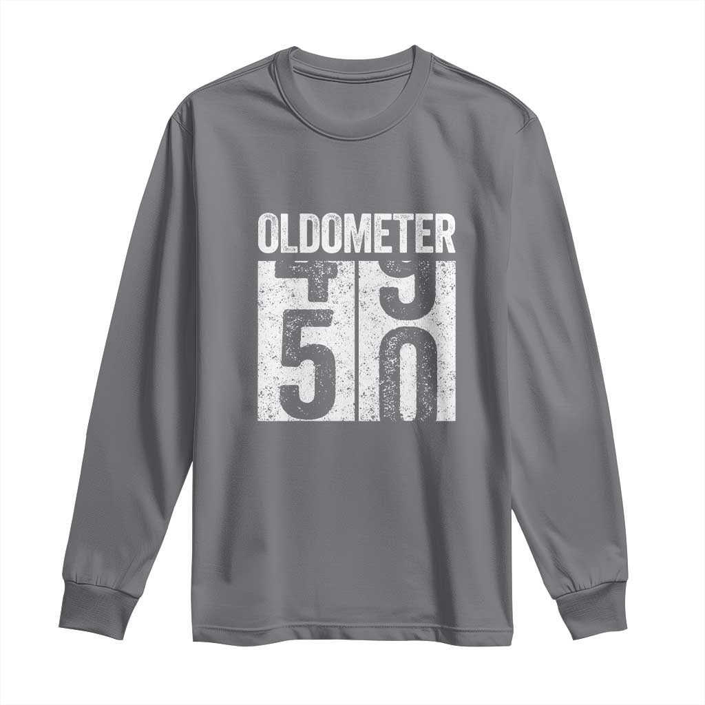 Oldometer 50 Birthday Long Sleeve Shirt Funny Vintage Aged to Perfection TS02 Charcoal Print Your Wear