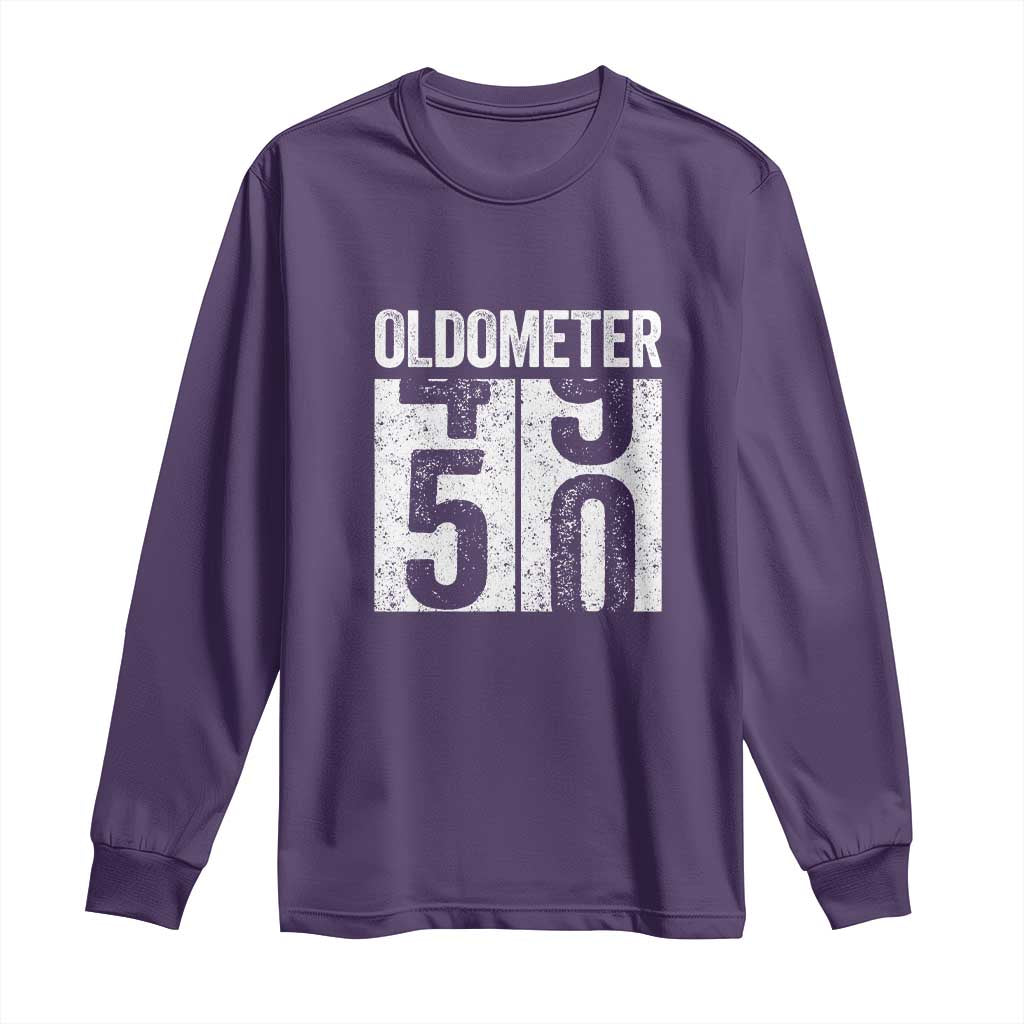 Oldometer 50 Birthday Long Sleeve Shirt Funny Vintage Aged to Perfection TS02 Purple Print Your Wear