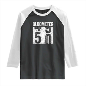 Oldometer 50 Birthday Raglan Shirt Funny Vintage Aged to Perfection TS02 Black White Print Your Wear