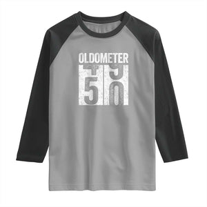 Oldometer 50 Birthday Raglan Shirt Funny Vintage Aged to Perfection TS02 Sport Gray Black Print Your Wear