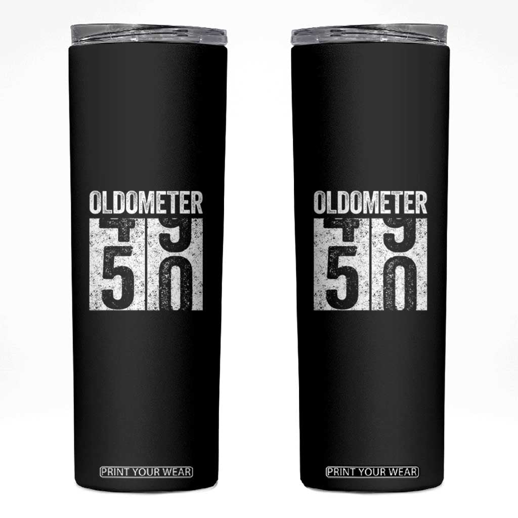 Oldometer 50 Birthday Skinny Tumbler Funny Vintage Aged to Perfection TS02 Black Print Your Wear