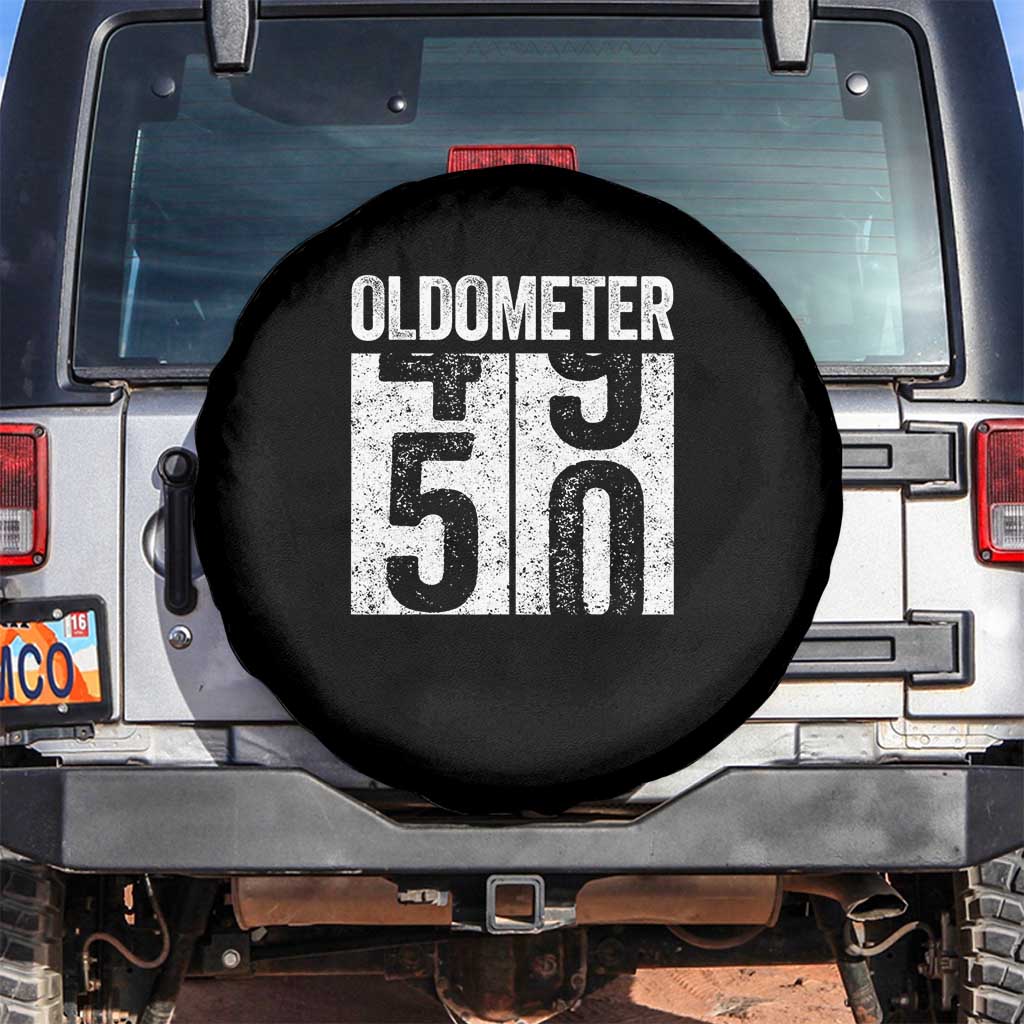 Oldometer 50 Birthday Spare Tire Cover Funny Vintage Aged to Perfection TS02 No hole Black Print Your Wear
