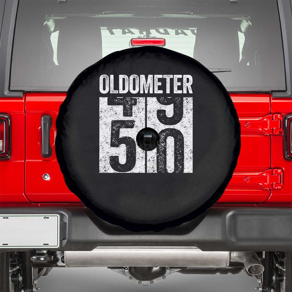 Oldometer 50 Birthday Spare Tire Cover Funny Vintage Aged to Perfection TS02 Black Print Your Wear