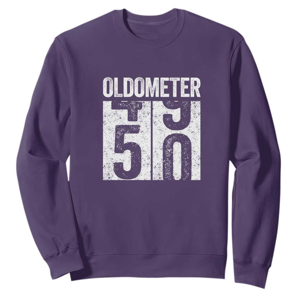 Oldometer 50 Birthday Sweatshirt Funny Vintage Aged to Perfection TS02 Purple Print Your Wear