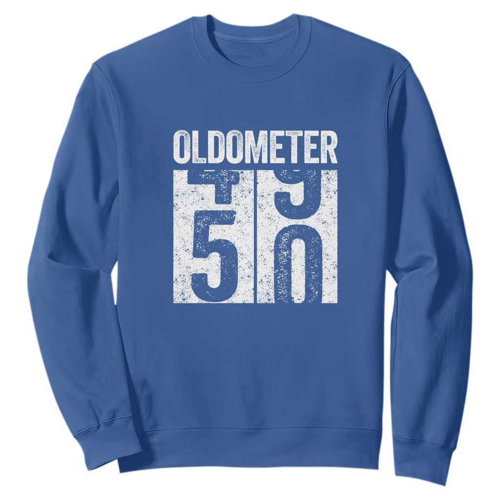 Oldometer 50 Birthday Sweatshirt Funny Vintage Aged to Perfection TS02 Royal Blue Print Your Wear
