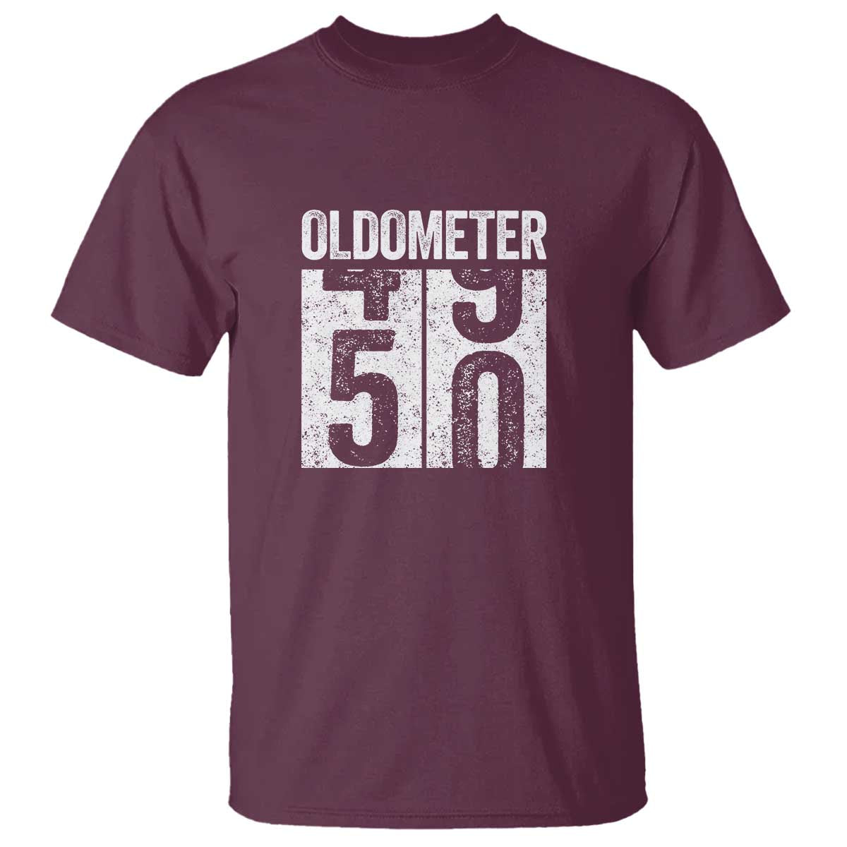 Oldometer 50 Birthday T Shirt Funny Vintage Aged to Perfection TS02 Maroon Print Your Wear