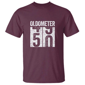 Oldometer 50 Birthday T Shirt Funny Vintage Aged to Perfection TS02 Maroon Print Your Wear