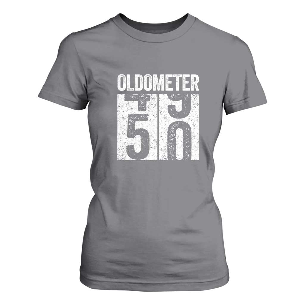 Oldometer 50 Birthday T Shirt For Women Funny Vintage Aged to Perfection TS02 Charcoal Print Your Wear