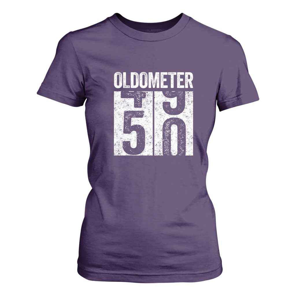 Oldometer 50 Birthday T Shirt For Women Funny Vintage Aged to Perfection TS02 Purple Print Your Wear
