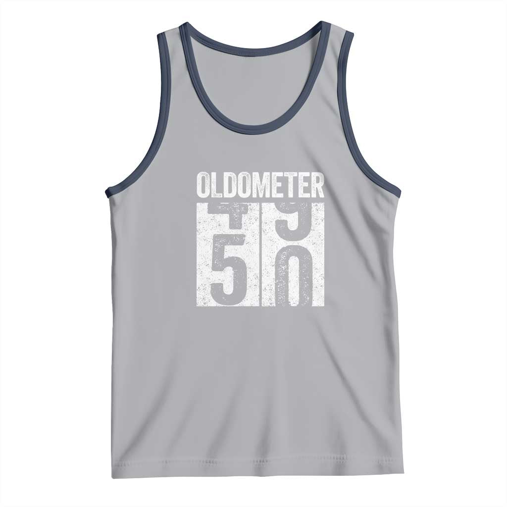 Oldometer 50 Birthday Tank Top Funny Vintage Aged to Perfection TS02 Athletic Heather Navy Print Your Wear