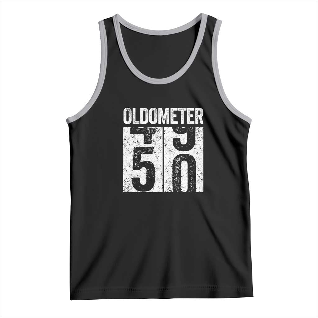 Oldometer 50 Birthday Tank Top Funny Vintage Aged to Perfection TS02 Black Athletic Heather Print Your Wear