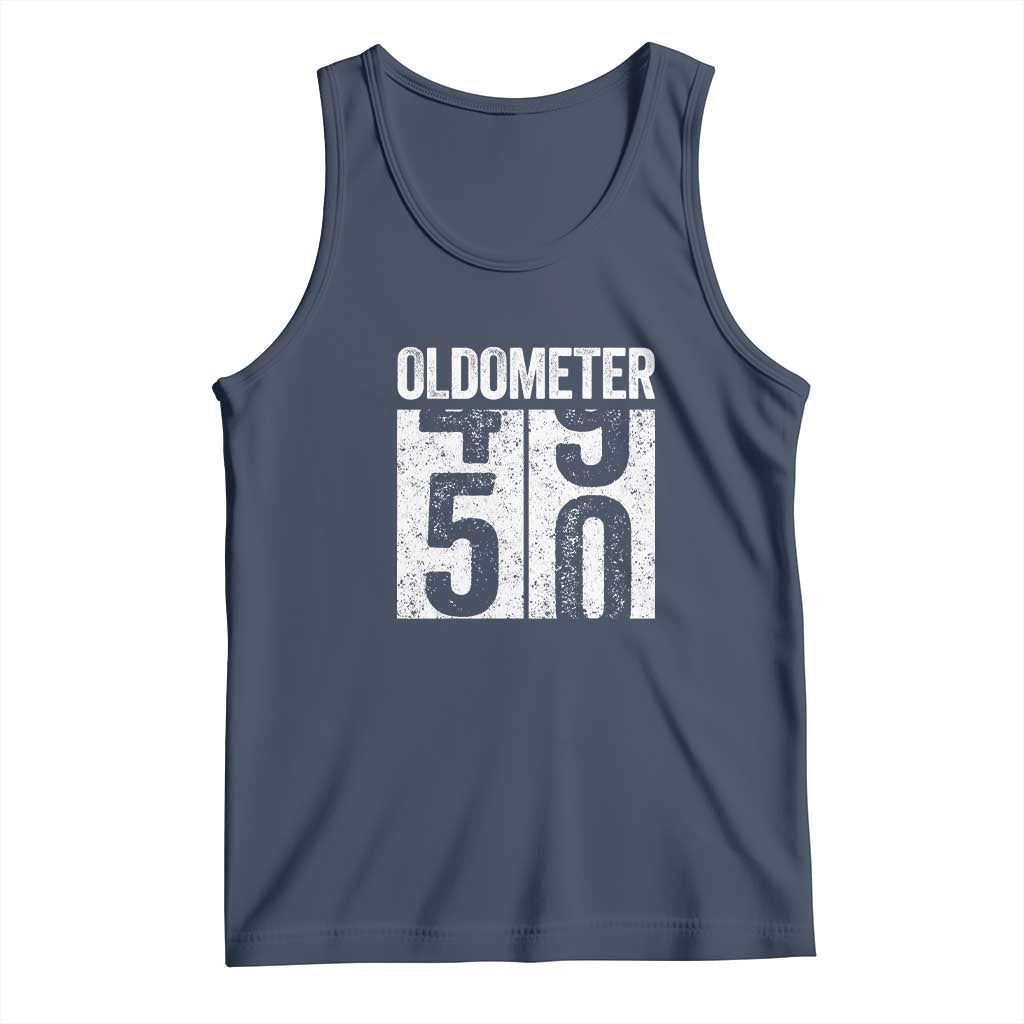Oldometer 50 Birthday Tank Top Funny Vintage Aged to Perfection TS02 Navy Print Your Wear