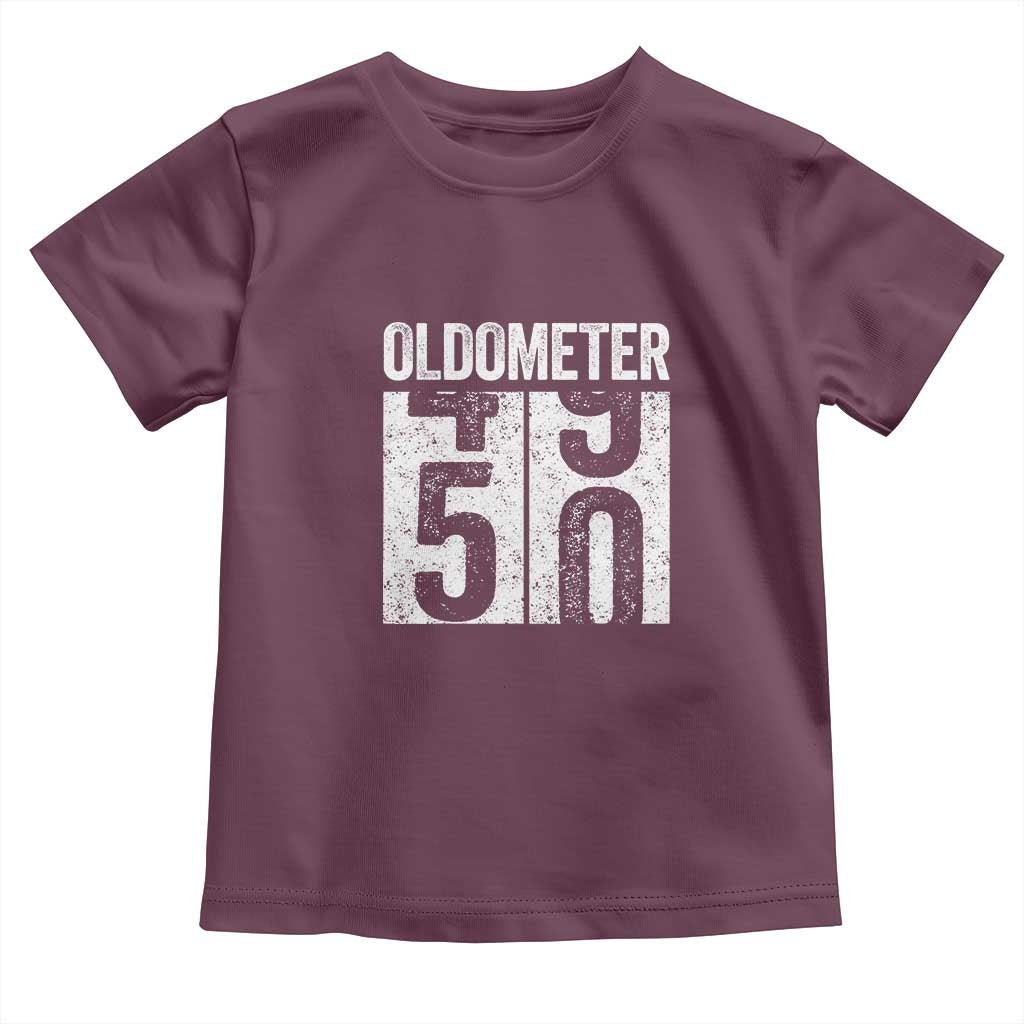 Oldometer 50 Birthday Toddler T Shirt Funny Vintage Aged to Perfection TS02 Maroon Print Your Wear