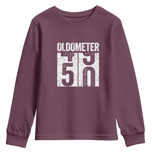 Oldometer 50 Birthday Youth Sweatshirt Funny Vintage Aged to Perfection TS02 Maroon Print Your Wear