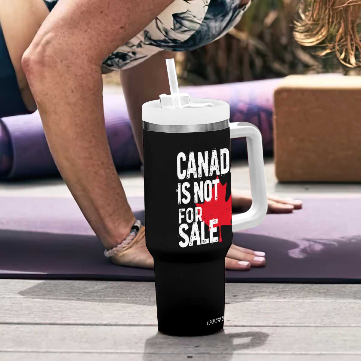 Canada Is Not For Sale Tumbler With Handle Distressed Vintage Canadian Maple Leaf TS02 Print Your Wear