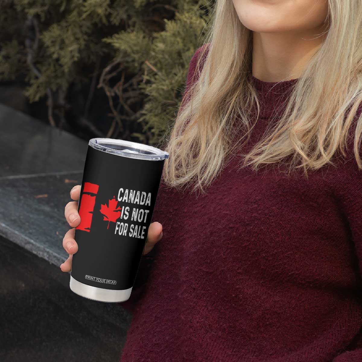 Canada Is Not For Sale Tumbler Cup Maple Leaf Candadian Flag Distressed TS02 Print Your Wear