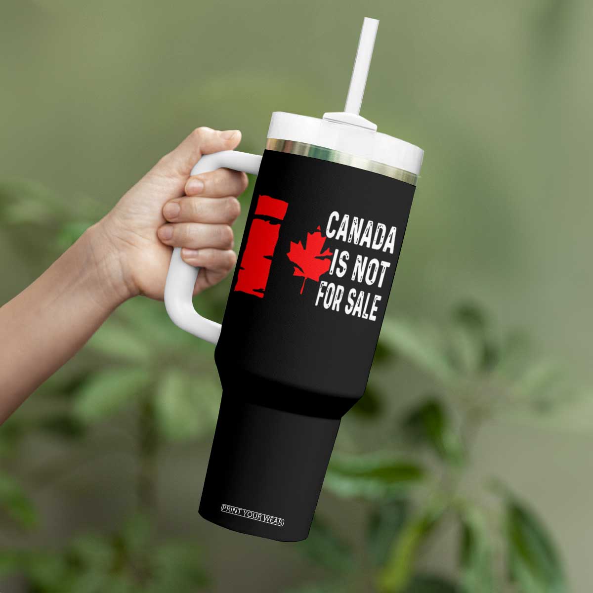 Canada Is Not For Sale Tumbler With Handle Maple Leaf Candadian Flag Distressed TS02 Print Your Wear