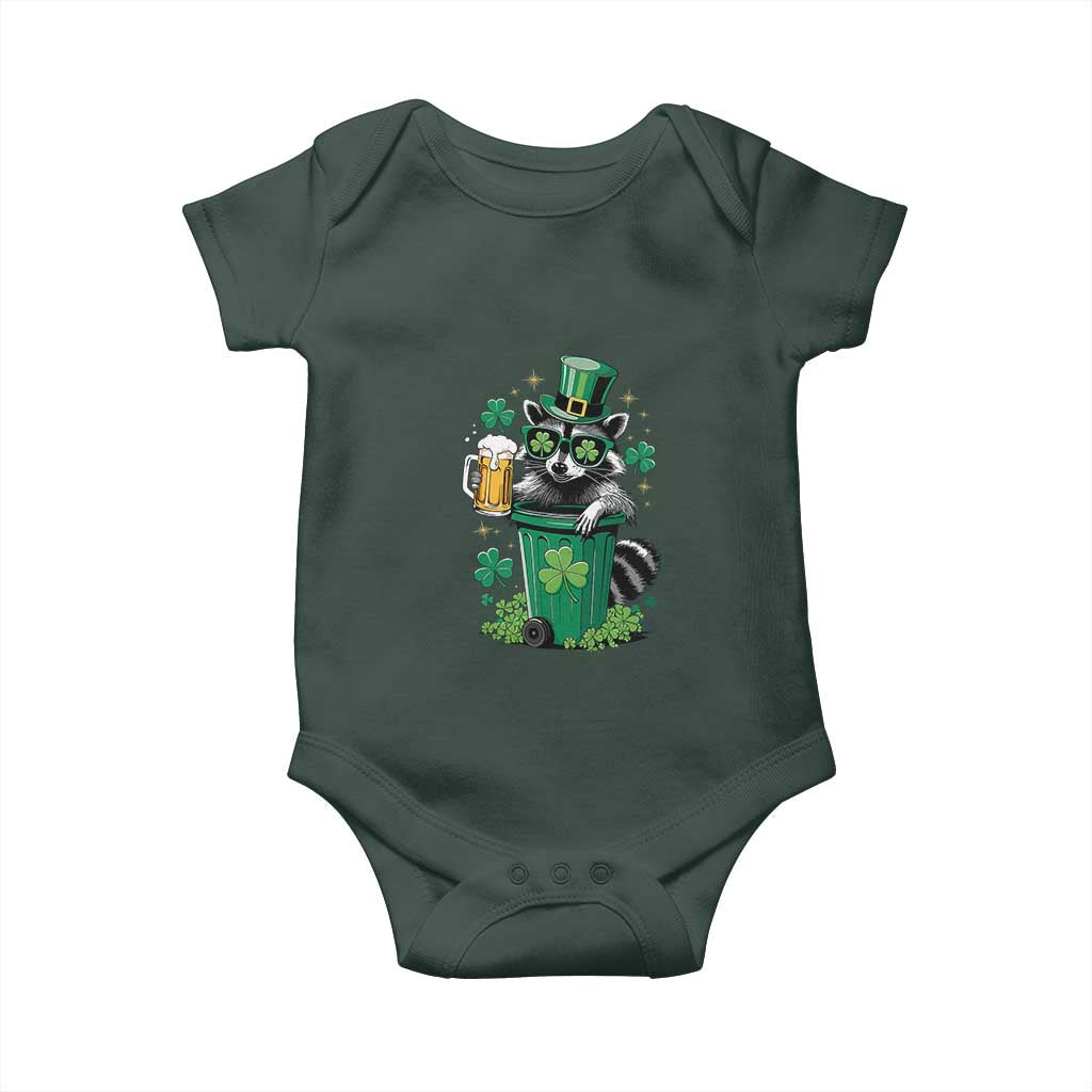 Funny St.Patrick's Day Raccoon Baby Onesie Patrick Drinking Irish TS02 Print Your Wear