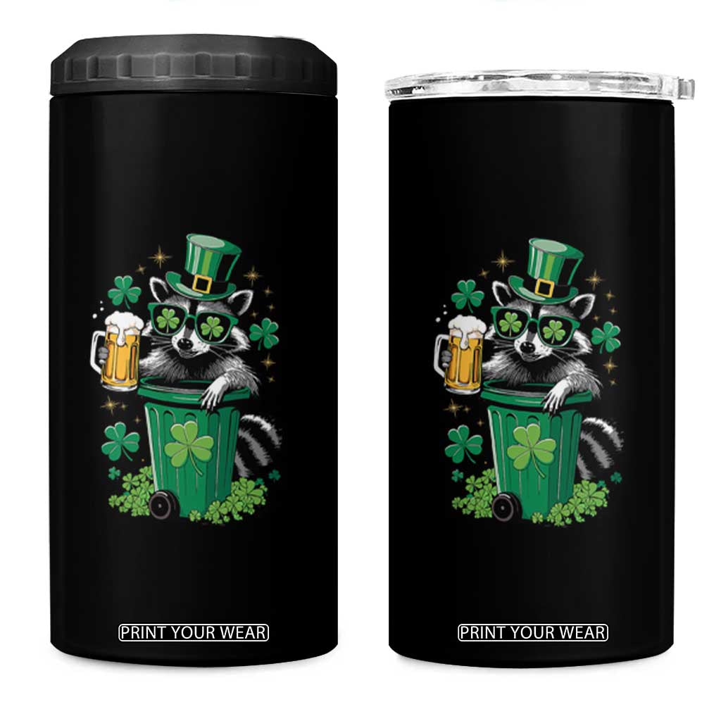 Funny St.Patrick's Day Raccoon 4 in 1 Can Cooler Tumbler Patrick Drinking Irish TS02 One Size: 16 oz Black Print Your Wear