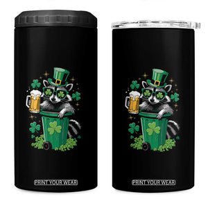 Funny St.Patrick's Day Raccoon 4 in 1 Can Cooler Tumbler Patrick Drinking Irish TS02 One Size: 16 oz Black Print Your Wear
