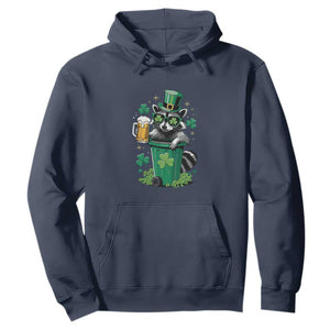 Funny St.Patrick's Day Raccoon Hoodie Patrick Drinking Irish TS02 Navy Print Your Wear