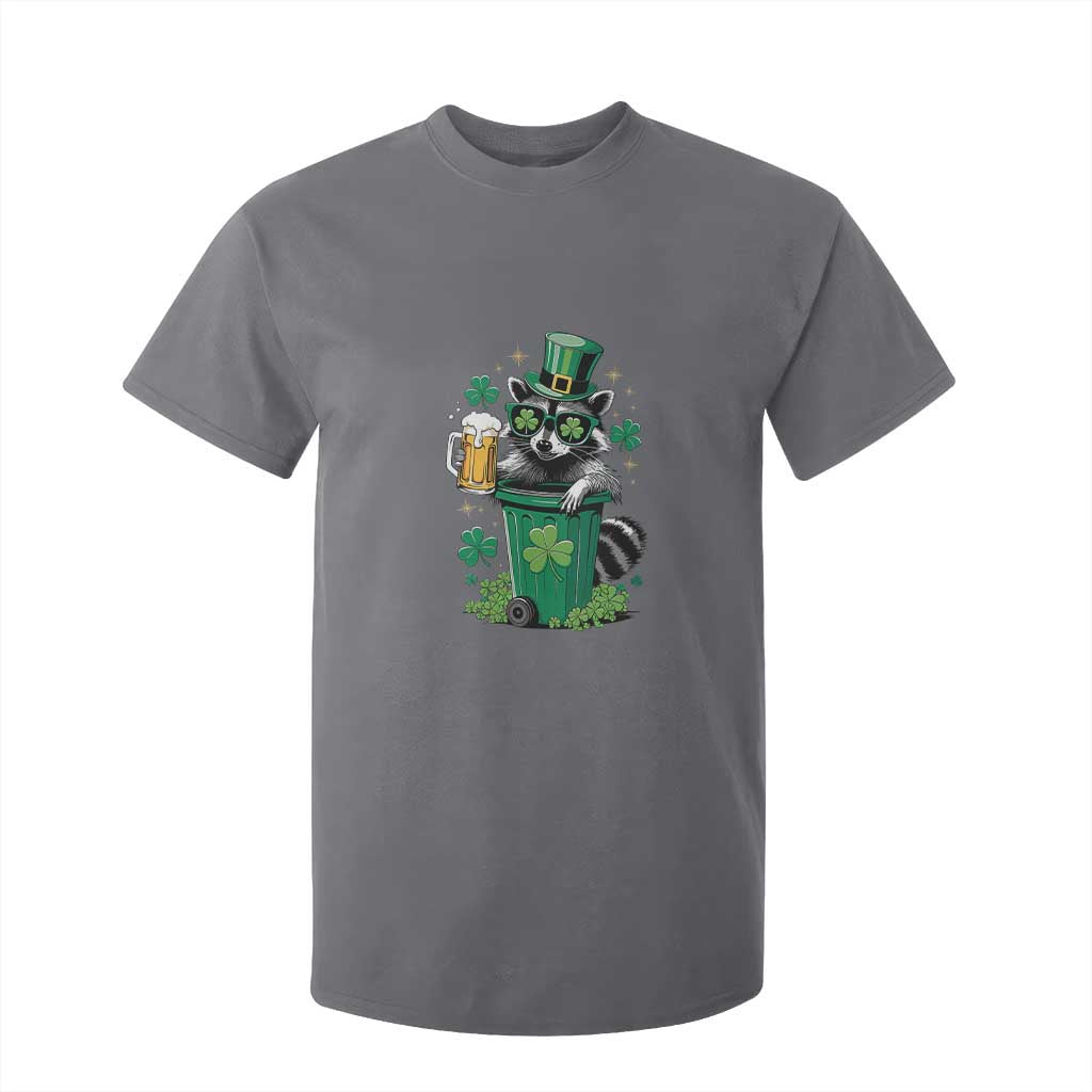 Funny St.Patrick's Day Raccoon T Shirt For Kid Patrick Drinking Irish TS02 Charcoal Print Your Wear