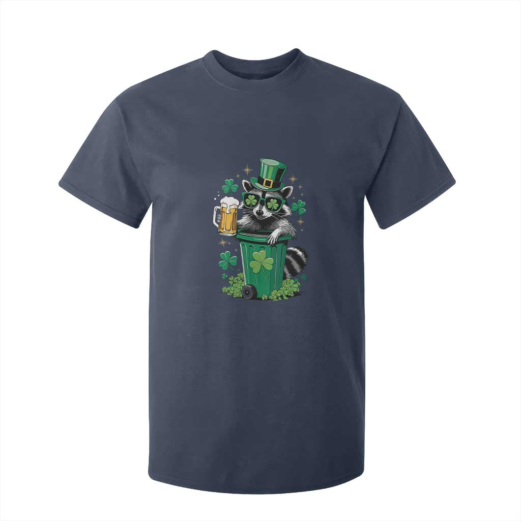 Funny St.Patrick's Day Raccoon T Shirt For Kid Patrick Drinking Irish TS02 Navy Print Your Wear