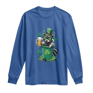 Funny St.Patrick's Day Raccoon Long Sleeve Shirt Patrick Drinking Irish TS02 Royal Blue Print Your Wear