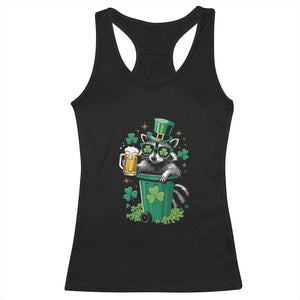 Funny St.Patrick's Day Raccoon Racerback Tank Top Patrick Drinking Irish TS02 Black Print Your Wear
