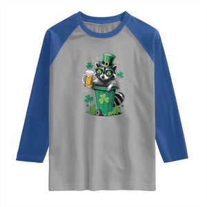 Funny St.Patrick's Day Raccoon Raglan Shirt Patrick Drinking Irish TS02 Sport Gray Royal Print Your Wear
