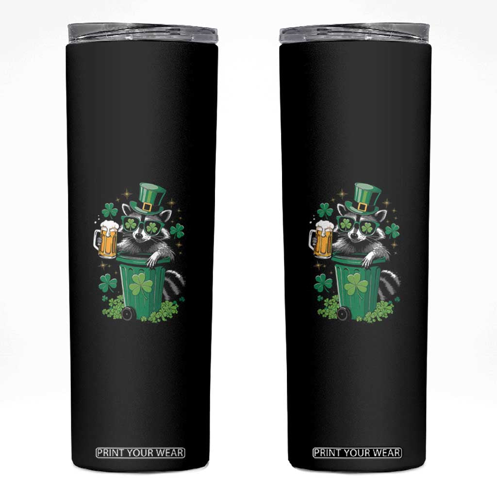 Funny St.Patrick's Day Raccoon Skinny Tumbler Patrick Drinking Irish TS02 Black Print Your Wear