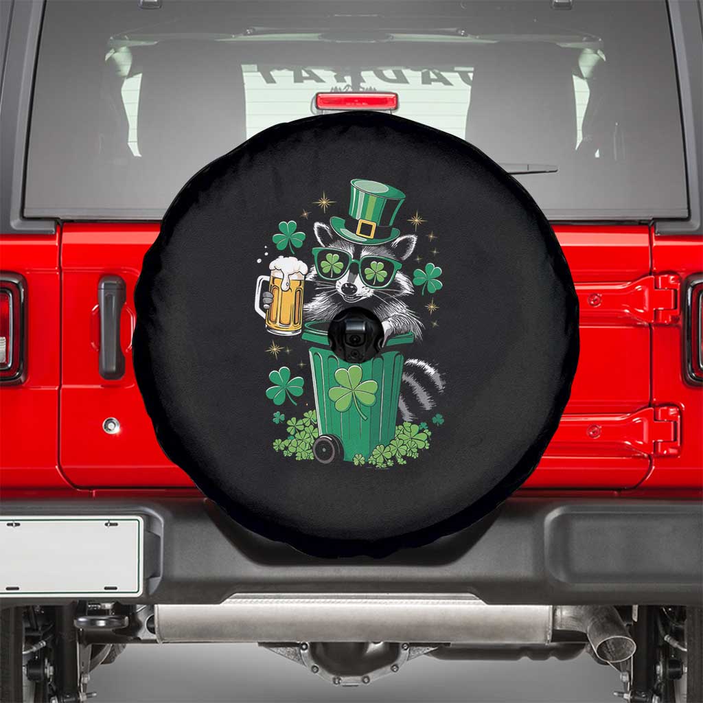 Funny St.Patrick's Day Raccoon Spare Tire Cover Patrick Drinking Irish TS02 Black Print Your Wear