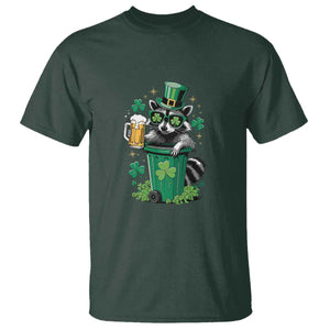 Funny St.Patrick's Day Raccoon T Shirt Patrick Drinking Irish TS02 Dark Forest Green Print Your Wear