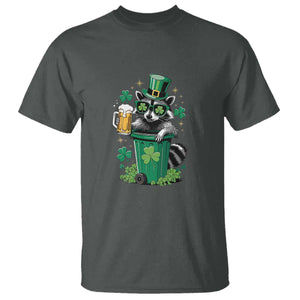 Funny St.Patrick's Day Raccoon T Shirt Patrick Drinking Irish TS02 Dark Heather Print Your Wear