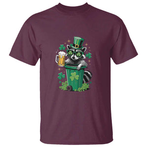 Funny St.Patrick's Day Raccoon T Shirt Patrick Drinking Irish TS02 Maroon Print Your Wear