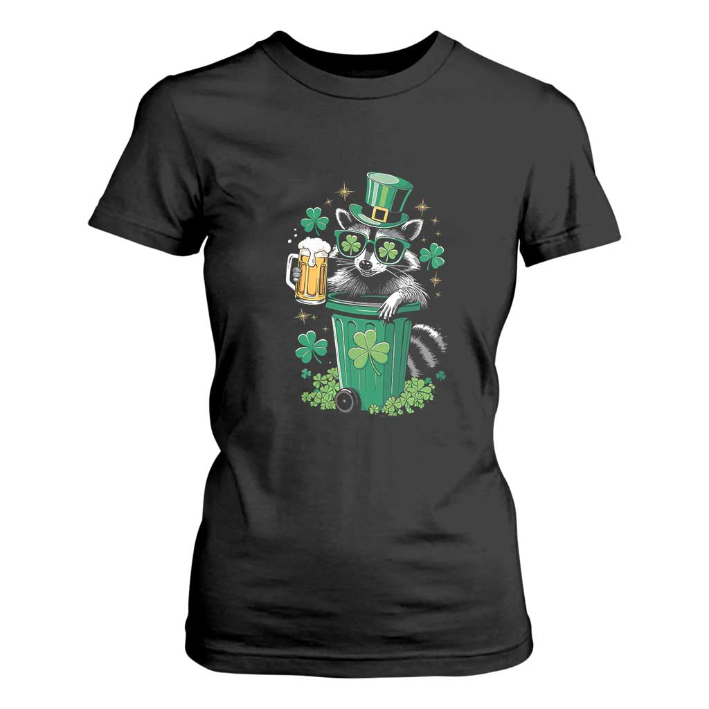 Funny St.Patrick's Day Raccoon T Shirt For Women Patrick Drinking Irish TS02 Black Print Your Wear