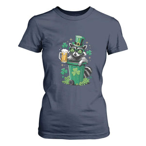 Funny St.Patrick's Day Raccoon T Shirt For Women Patrick Drinking Irish TS02 Navy Print Your Wear