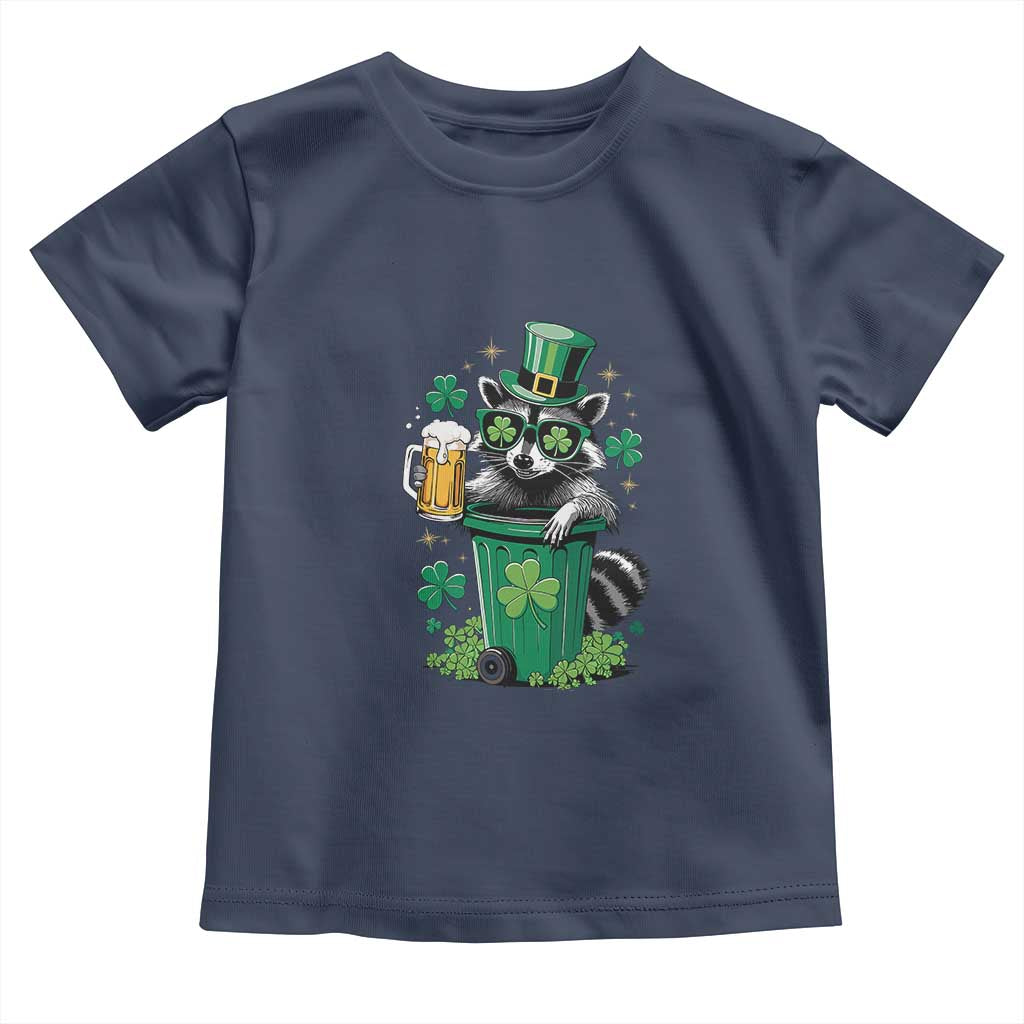 Funny St.Patrick's Day Raccoon Toddler T Shirt Patrick Drinking Irish TS02 Navy Print Your Wear