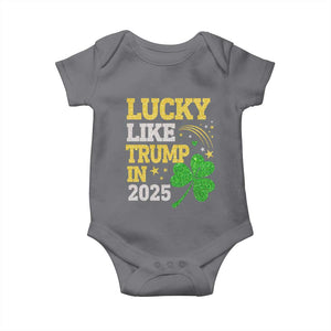 Lucky Like Trump in 2025 Baby Onesie Funny St Patrick's Day Shamrock TS02 Charcoal Print Your Wear