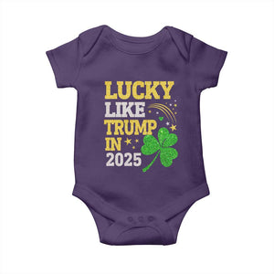 Lucky Like Trump in 2025 Baby Onesie Funny St Patrick's Day Shamrock TS02 Purple Print Your Wear