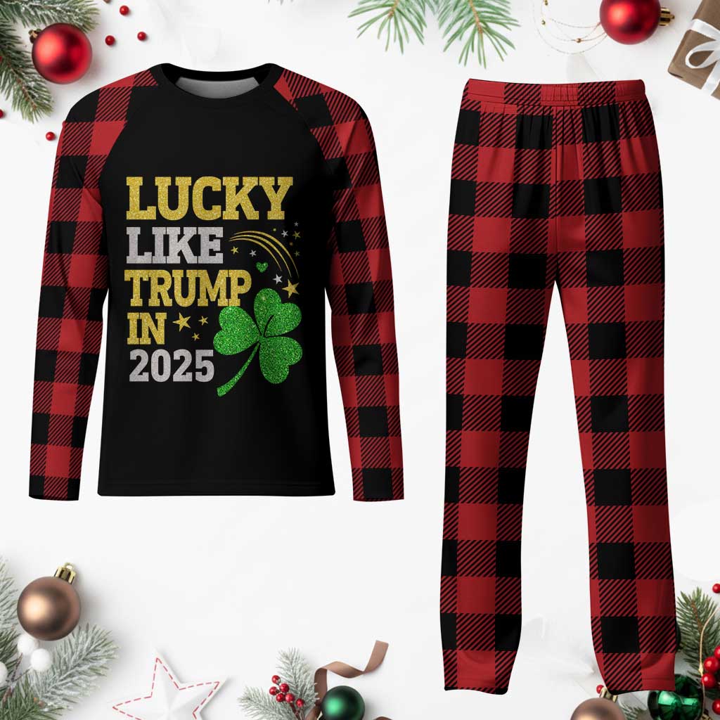 Lucky Like Trump in 2025 Plaid Pajama Set Funny St Patrick's Day Shamrock TS02 Buffalo Plaid Print Your Wear
