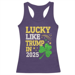 Lucky Like Trump in 2025 Racerback Tank Top Funny St Patrick's Day Shamrock TS02 Purple Print Your Wear