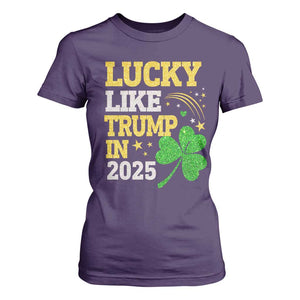 Lucky Like Trump in 2025 T Shirt For Women Funny St Patrick's Day Shamrock TS02 Purple Print Your Wear