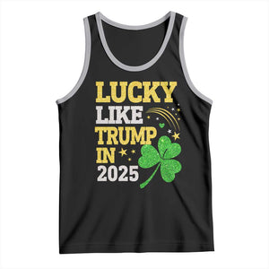 Lucky Like Trump in 2025 Tank Top Funny St Patrick's Day Shamrock TS02 Black Athletic Heather Print Your Wear