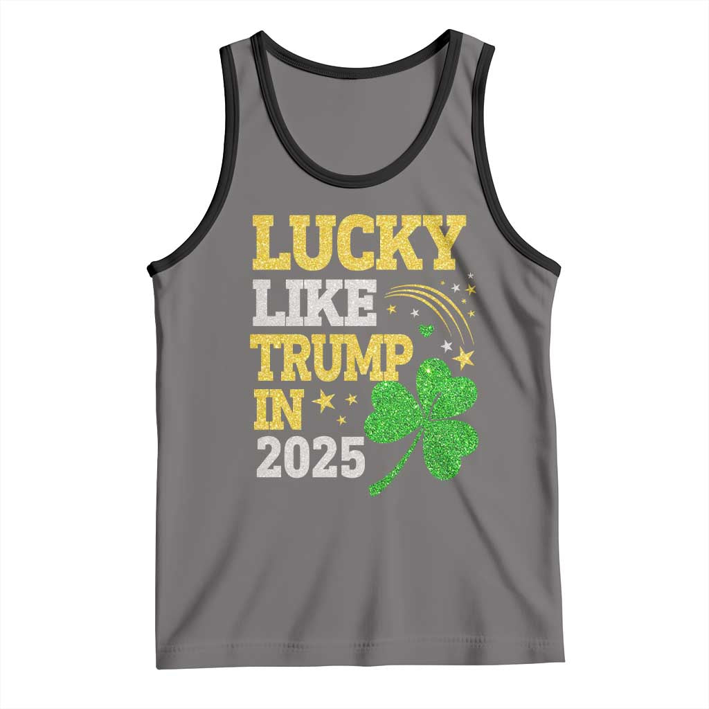 Lucky Like Trump in 2025 Tank Top Funny St Patrick's Day Shamrock TS02 Deep Heather Black Print Your Wear