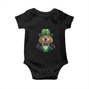 Funny Groundhog Leprechaun Baby Onesie Woodchuck Happy St Patrick's Day TS02 Black Print Your Wear