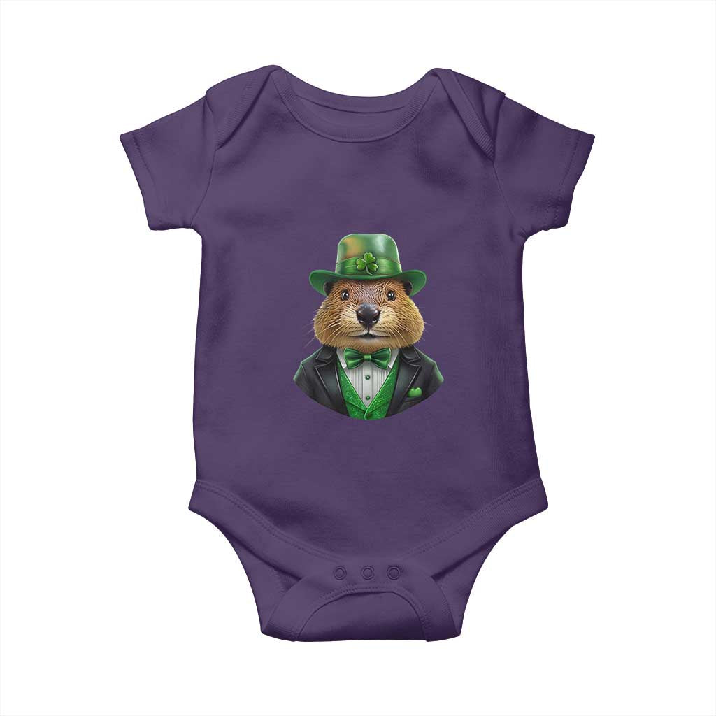 Funny Groundhog Leprechaun Baby Onesie Woodchuck Happy St Patrick's Day TS02 Purple Print Your Wear