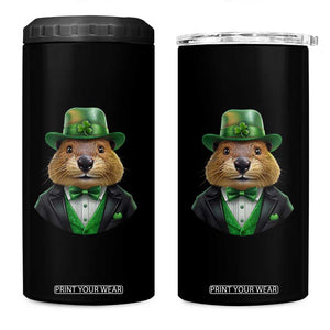 Funny Groundhog Leprechaun 4 in 1 Can Cooler Tumbler Woodchuck Happy St Patrick's Day TS02 One Size: 16 oz Black Print Your Wear