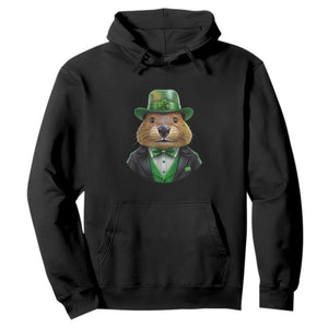Funny Groundhog Leprechaun Hoodie Woodchuck Happy St Patrick's Day TS02 Black Print Your Wear